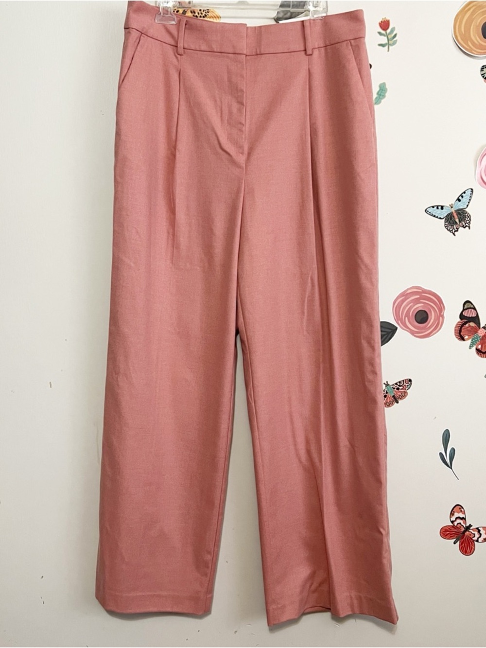 LOFT Rose-Pink Wide-Leg High-Rise Trousers - Picture 3 of 9